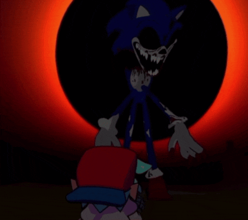 a cartoon of a person standing in front of a shadow of a sonic the hedgehog