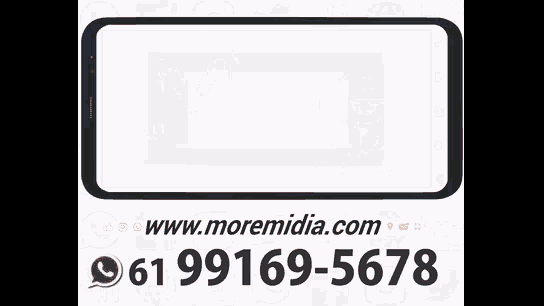 an advertisement for more media shows a cell phone