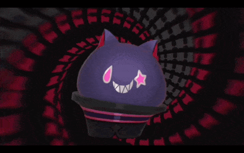 a purple monster with a pink star in its eyes and teeth