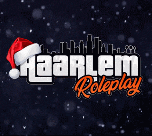 a logo for haarlem roleplay with a santa hat on top