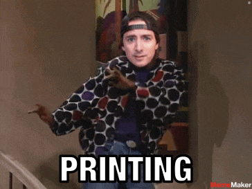 a man in a polka dot jacket has the word printing on his chest