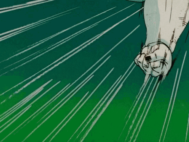a drawing of a fist with a green background