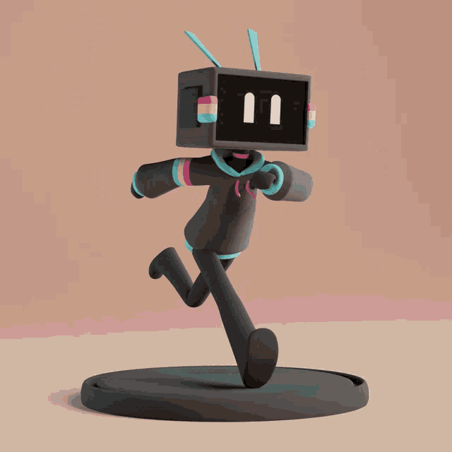 a statue of a cartoon character with a tv head