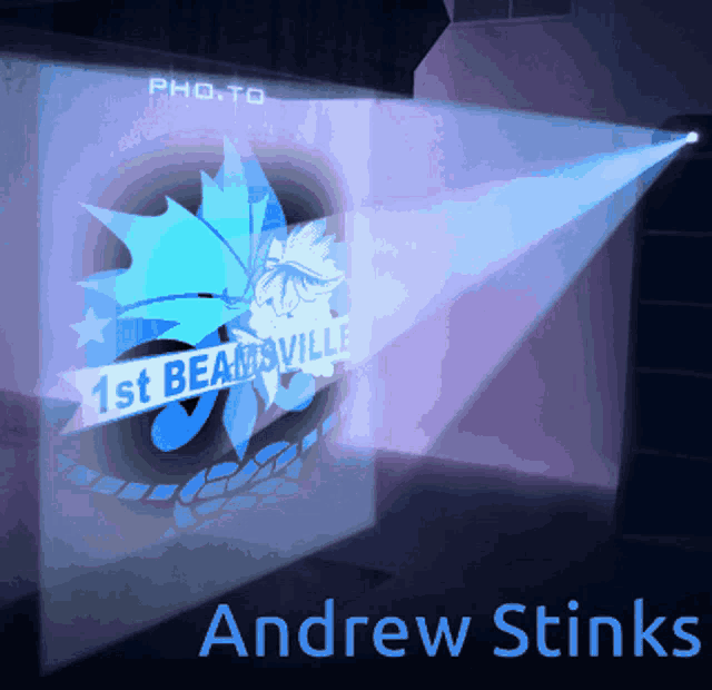 a poster for andrew stinks shows a picture of a logo