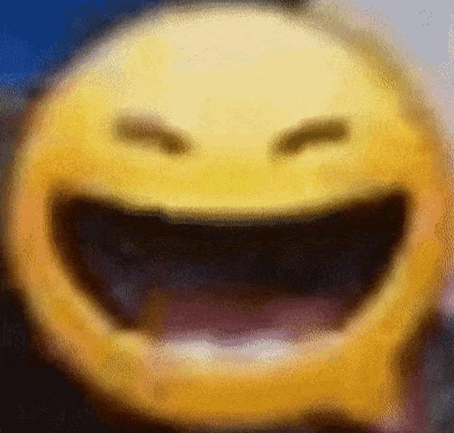 a yellow smiley face with its mouth wide open