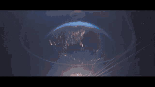 a dark blue background with a circle in the middle of it