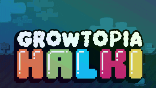 a video game called growtopia halki has a blue background