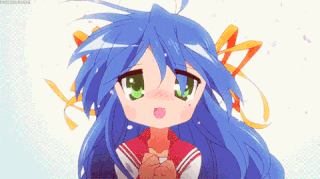 a girl with blue hair and green eyes is wearing a school uniform