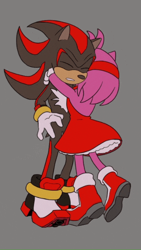 shadow the hedgehog and amy rose are hugging each other in a cartoon