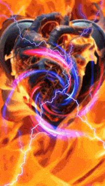 a heart with lightning coming out of it