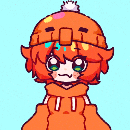 a drawing of a girl wearing an orange hat and sweater