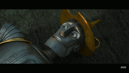 a close up of a robot with the word janson on the bottom right