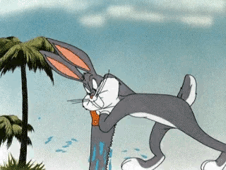 a cartoon of bugs bunny holding a saw
