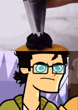 a cartoon character with glasses is making a face