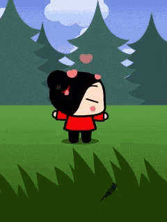 a cartoon character with a heart in her head