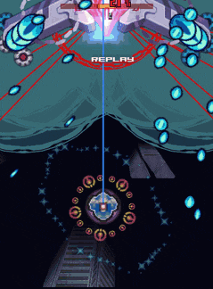 a video game with the word replay on the bottom right