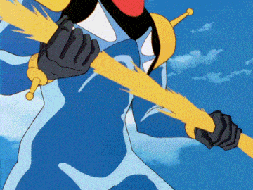 a cartoon character is holding a yellow object in his hands