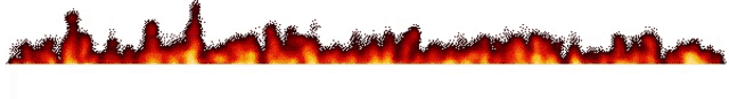 a row of fire flames on a white background .