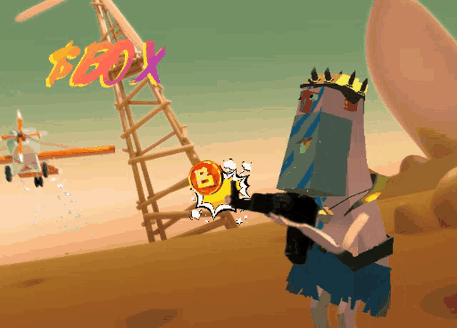 a cartoon character is holding a gun in front of a $ 50 sign