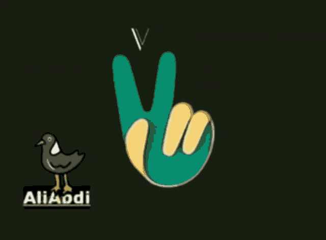 the letter v is shown with a peace sign