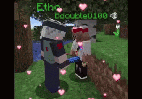 a couple of minecraft characters are standing next to each other .