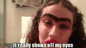 a woman with a big eyebrow says it really shows off her eyes