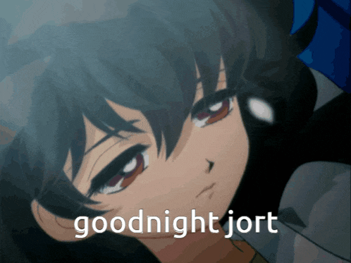 a picture of a girl with the words goodnight jort on the bottom