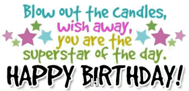 a birthday card that says blow out the candles , wish away , you are the superstar of the day .