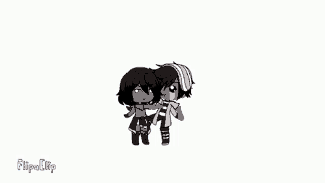 a boy and a girl are standing next to each other on a white background with the words flipa clip below them