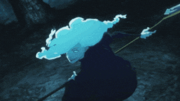 a close up of a person with blue hair