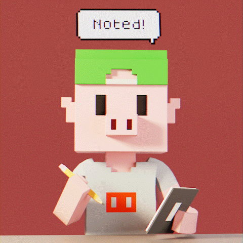 a cartoon character with a green hat says noted