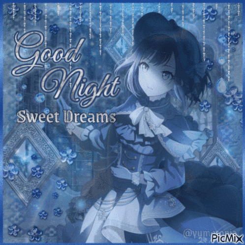 a picture of a girl with the words good night sweet dreams written on it