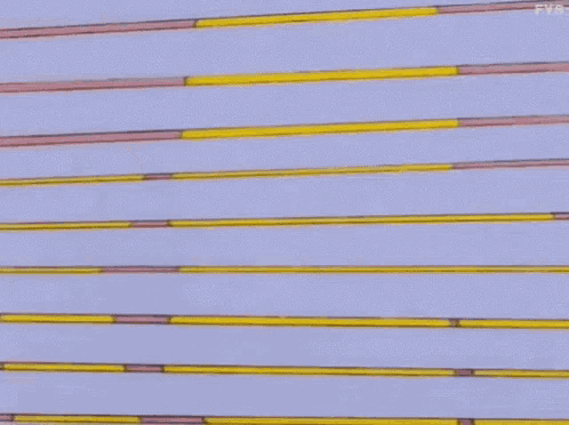a cartoon character is peeking out from behind a fence .