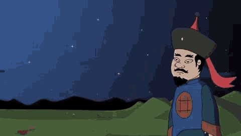 a cartoon of a man with a beard wearing a blue shirt