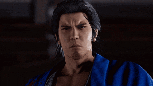a man in a blue shirt says as if anyone asked in a video game