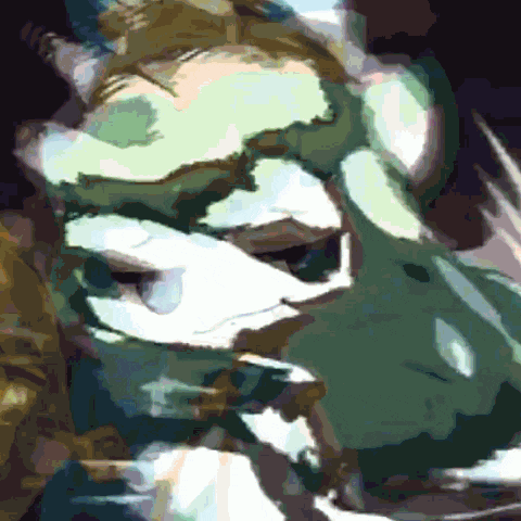 a close up of a painting of a frog with a black background