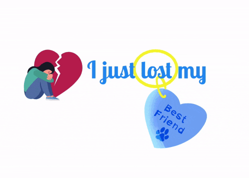 a woman sits next to a broken heart and a blue heart that says best friend