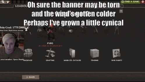 a screenshot of a video game with the words oh sure the banner may be torn at the top