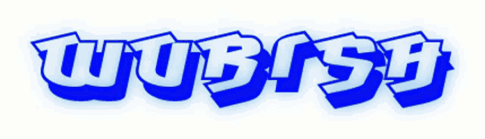the word wubish is written in blue letters
