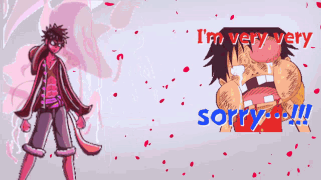 a drawing of monkey d luffy standing next to a drawing of him crying