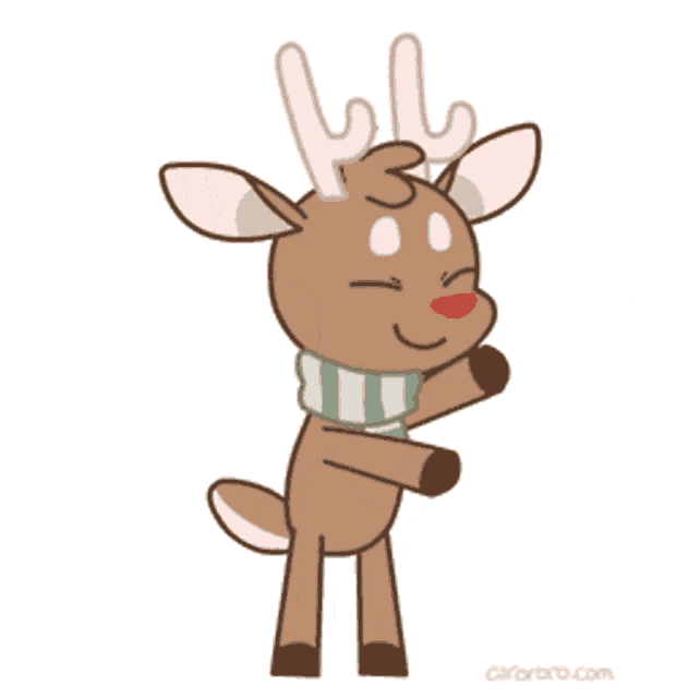 a cartoon of a reindeer wearing a scarf
