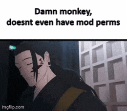 a man with a bloody face is standing in front of a building with the caption damn monkey doesnt even have mod perms