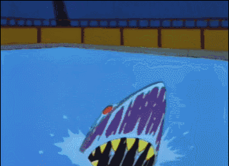 a cartoon of a shark diving into the water