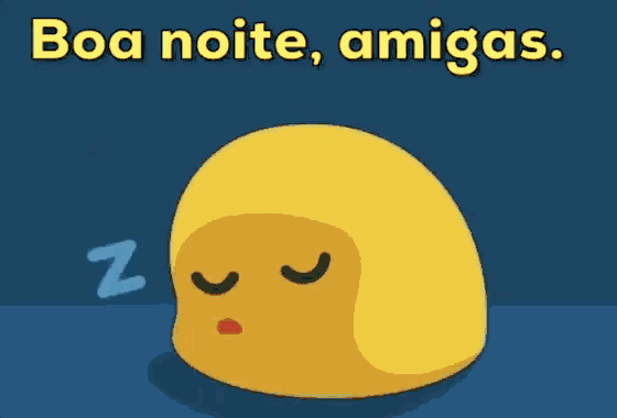 a yellow cartoon sleeping with the words boa noite amigas