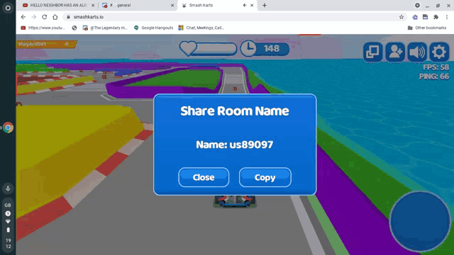a computer screen displays a share room name window