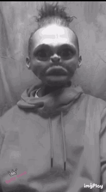 a black and white photo of a person with dirty boop written on the bottom right corner