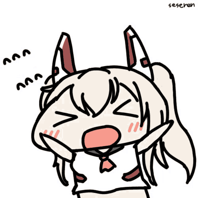 a drawing of a girl with a cat ear and the name seseren below it