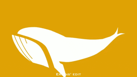 a white whale on a yellow background with the word edit underneath
