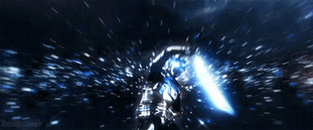 a blurred image of a person flying through space
