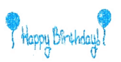 a happy birthday sign with blue balloons on it